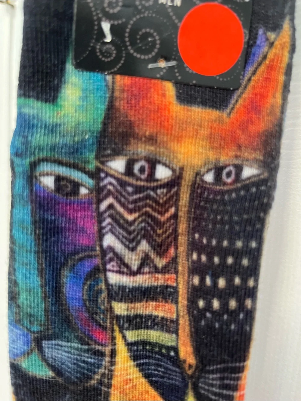 Laurel Burch Men’s Multicolor Graphic Socks Vibrant Cat Pattern Sz 6.5-12 New